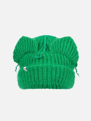 MOHAIR CHUNKY EARS BEANIE IN GREEN