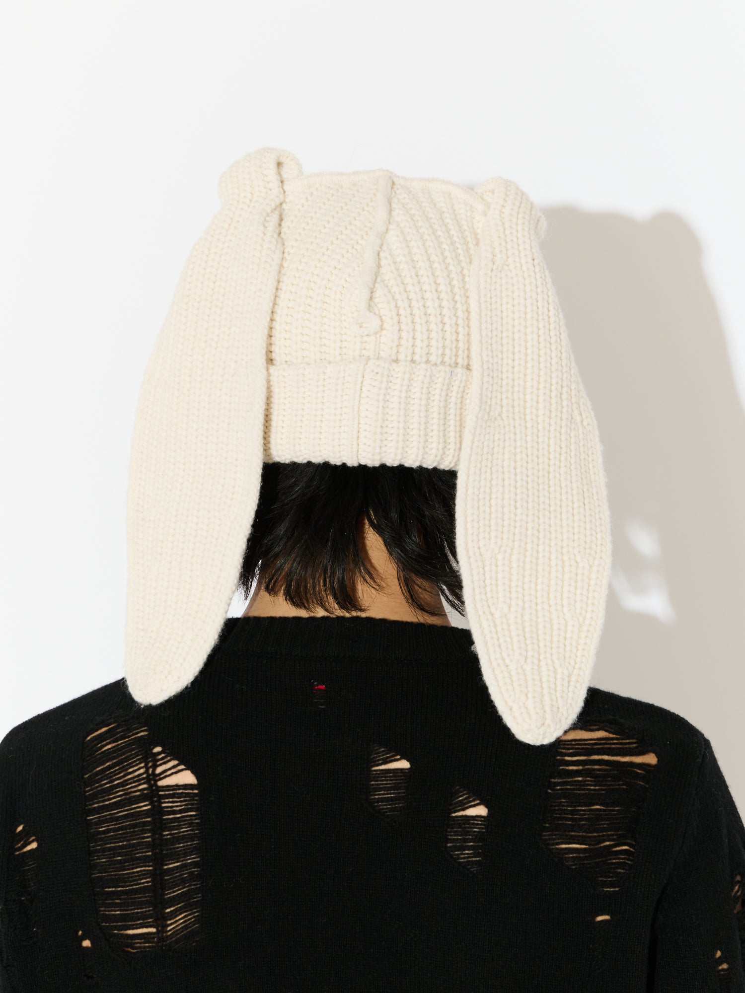 ALPACA CHUNKY RABBIT BEANIE IN BROWN - Image 35