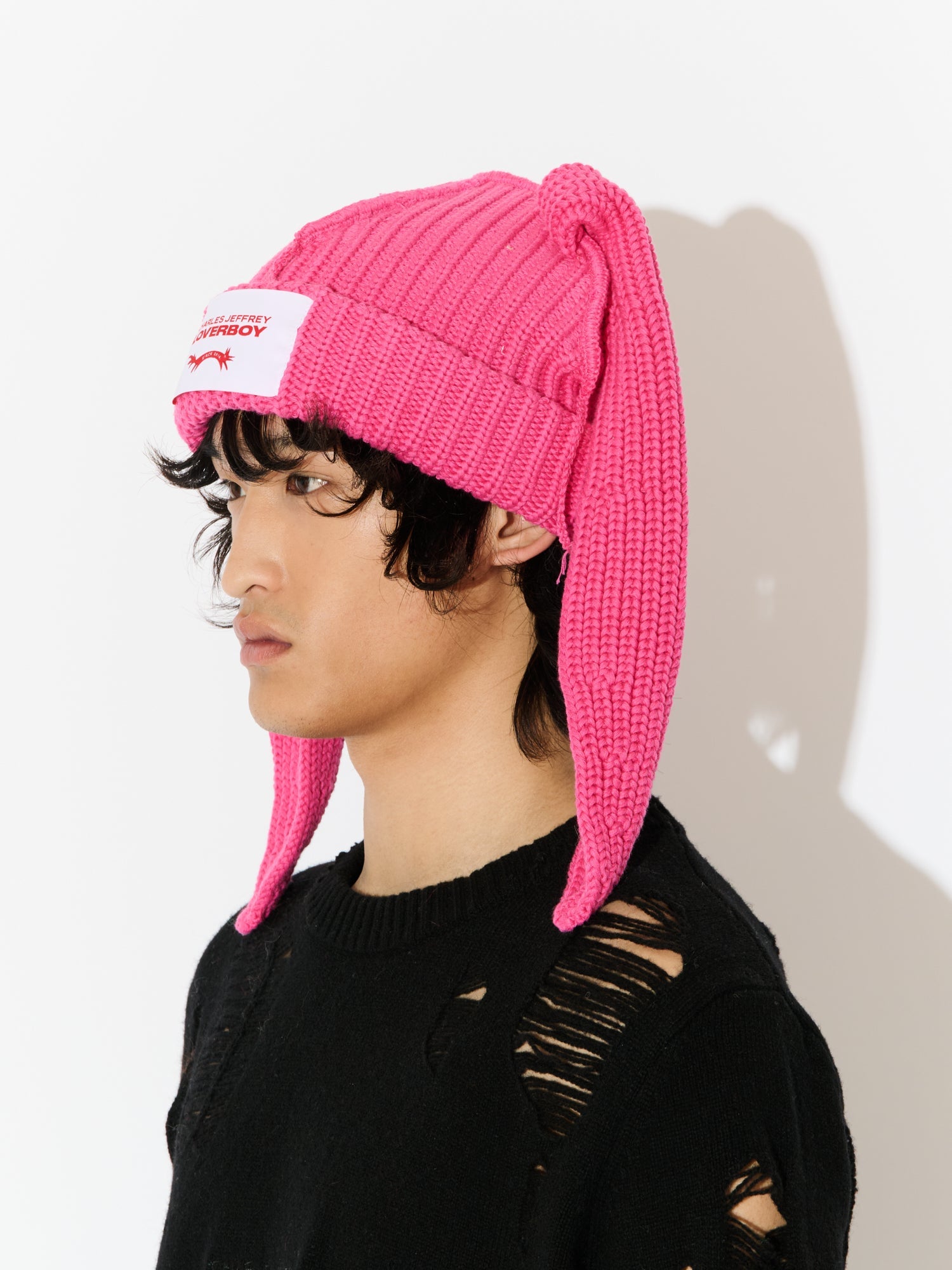 CHUNKY RABBIT BEANIE IN PINK - Image 4