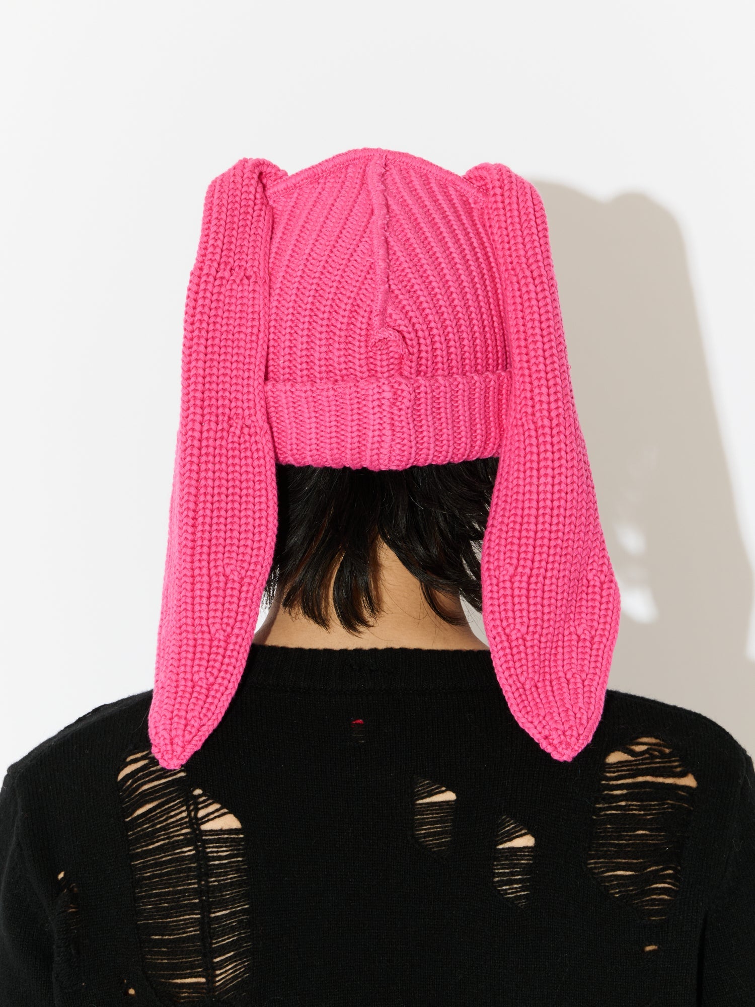 CHUNKY RABBIT BEANIE IN PINK - Image 5
