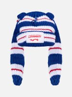 CHUNKY RABBIT BEANIE IN BLUE RED WHITE