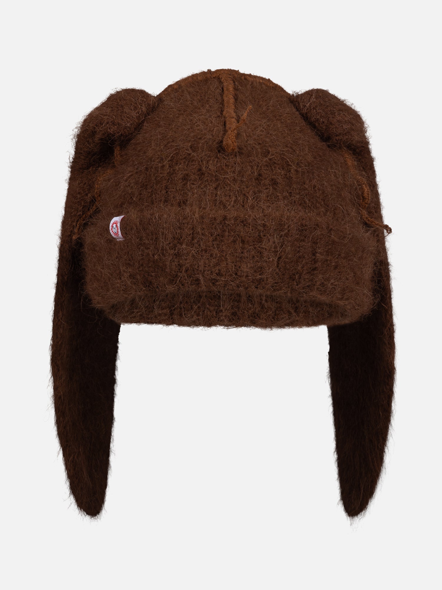ALPACA CHUNKY RABBIT BEANIE IN BROWN