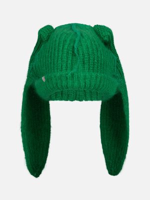 MOHAIR CHUNKY RABBIT BEANIE IN GREEN