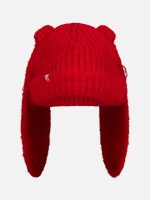 MOHAIR CHUNKY RABBIT BEANIE IN RED