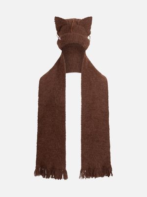 ALPACA CHUNKY EARS BEANIE SCARF IN BROWN