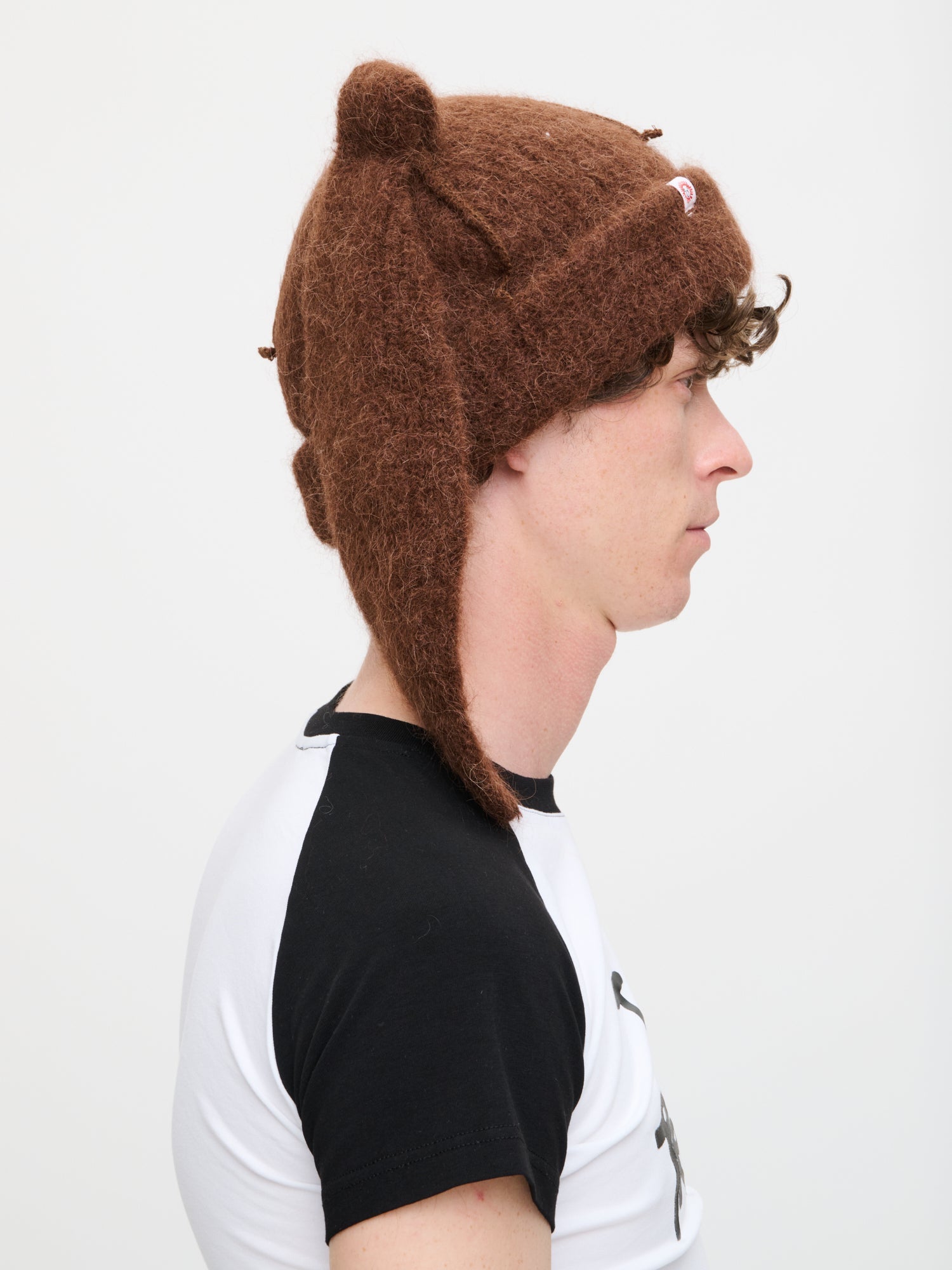 ALPACA CHUNKY RABBIT BEANIE IN BROWN - Image 4