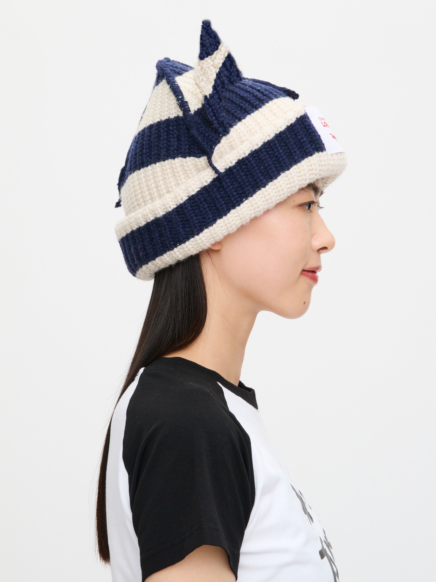 CHUNKY EARS BEANIE EXCLUSIVE IN NAVY ECRU - Image 7