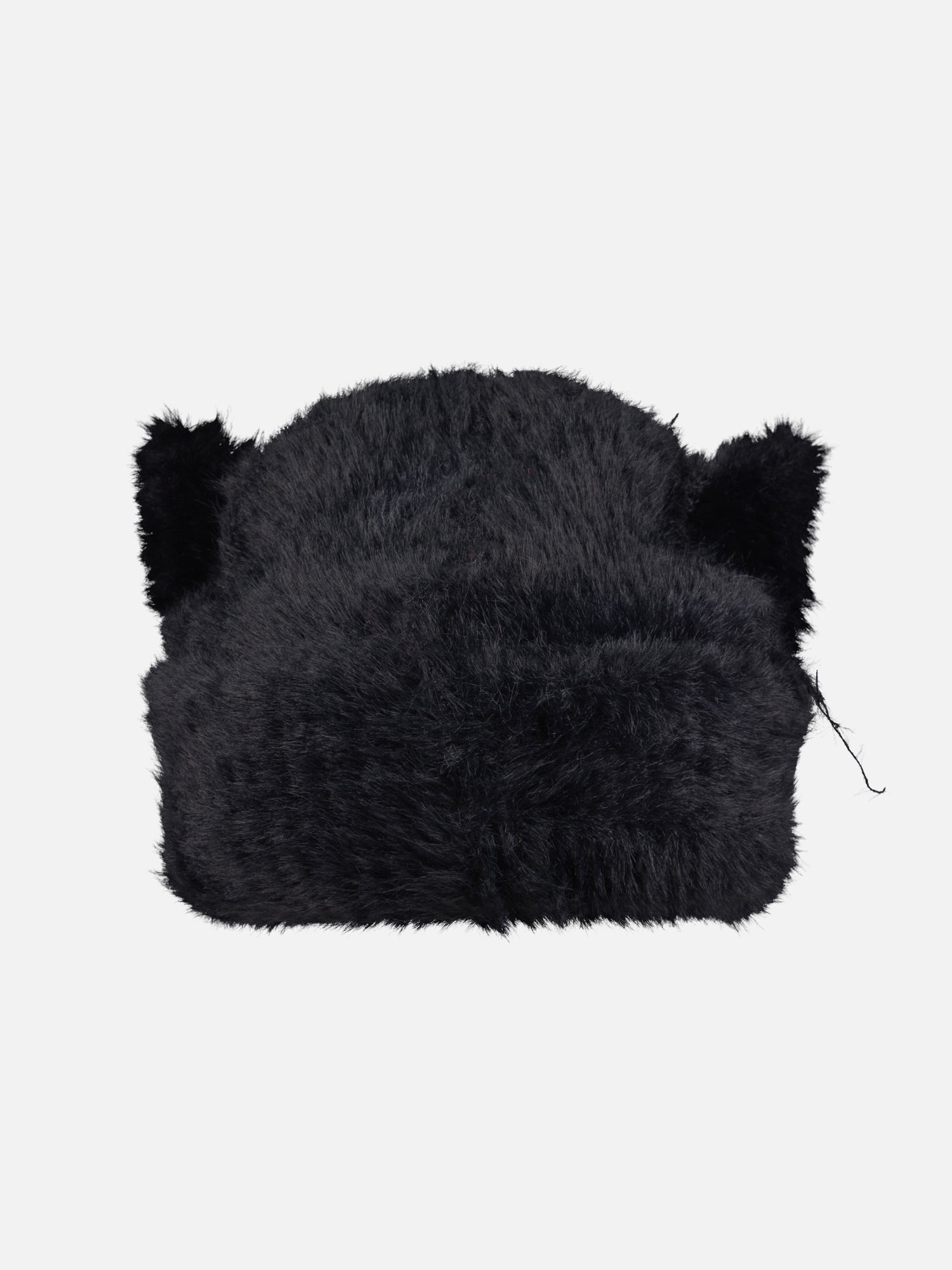FLUFFY CHUNKY EARS BEANIE IN BLACK - Image 2