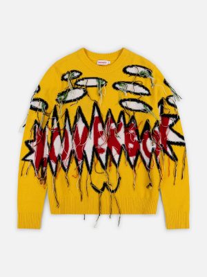 GUDDLE LOVERBOY LOGO JUMPER IN YELLOW