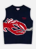 GRAPHIC VEST IN NAVY RED