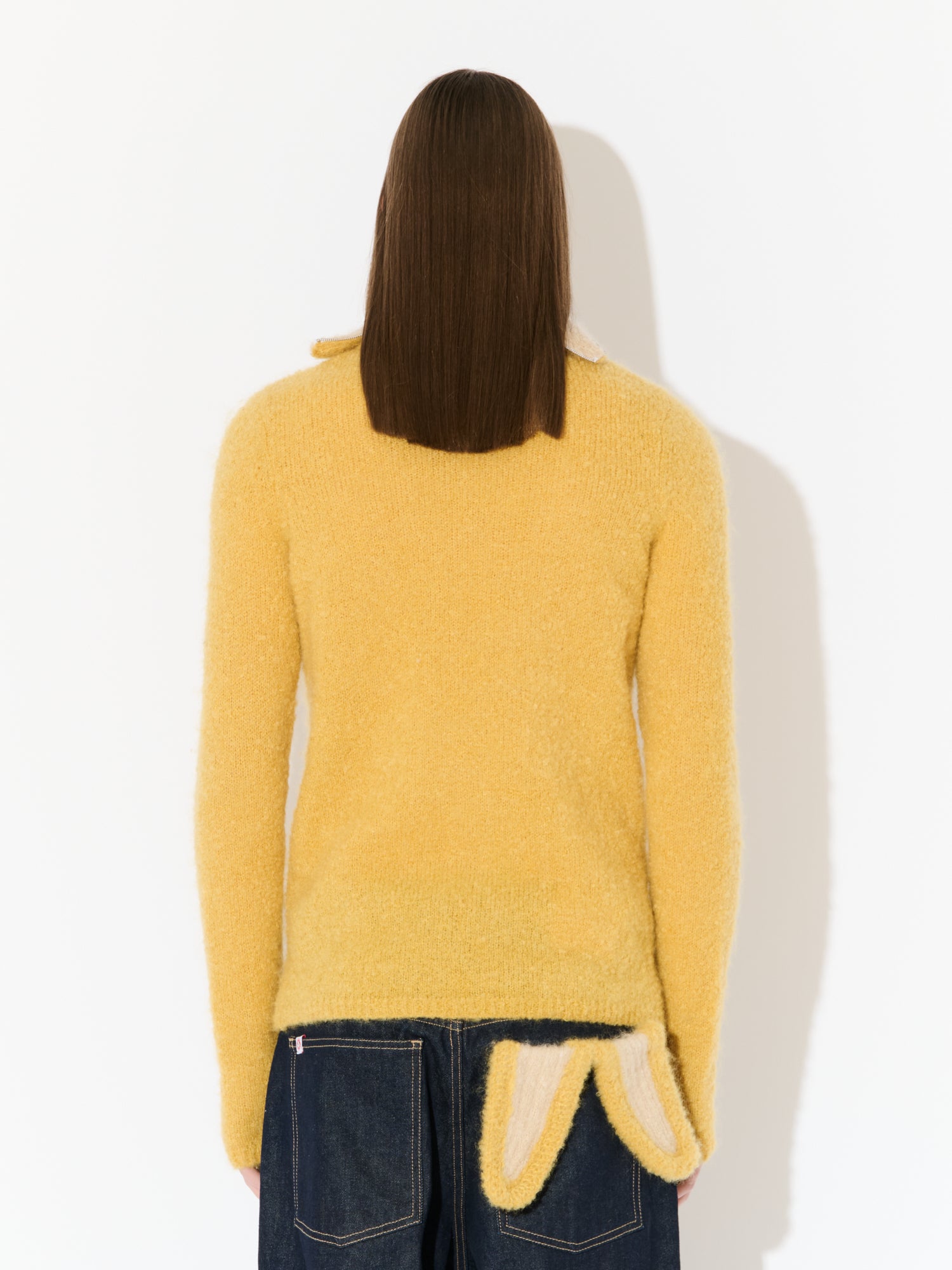 MOHAIR BANANA ZIP JUMPER IN YELLOW ECRU - Image 6