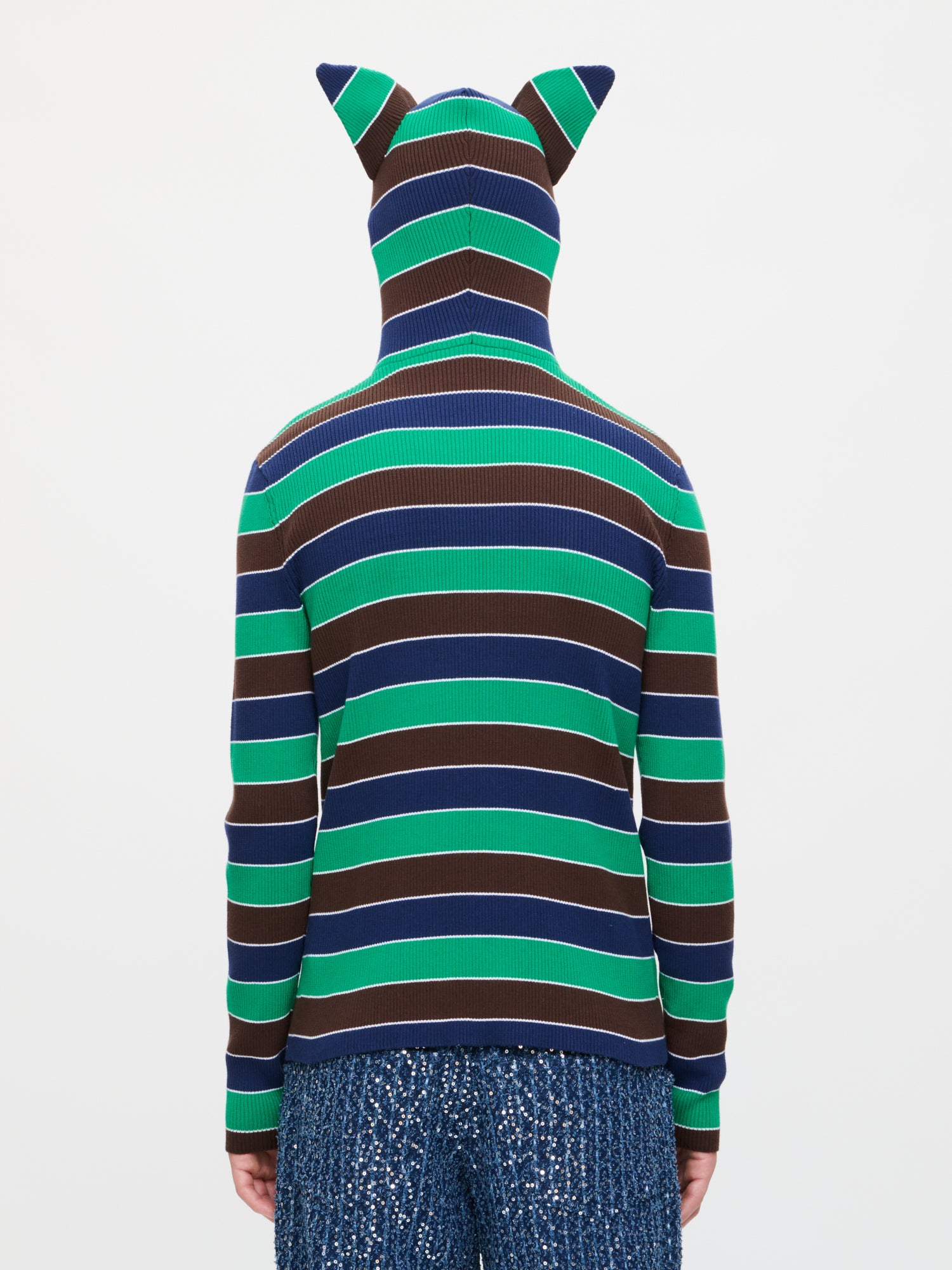 RIBBED EARS BALACLAVA JUMPER IN GREEN NAVY - Image 5