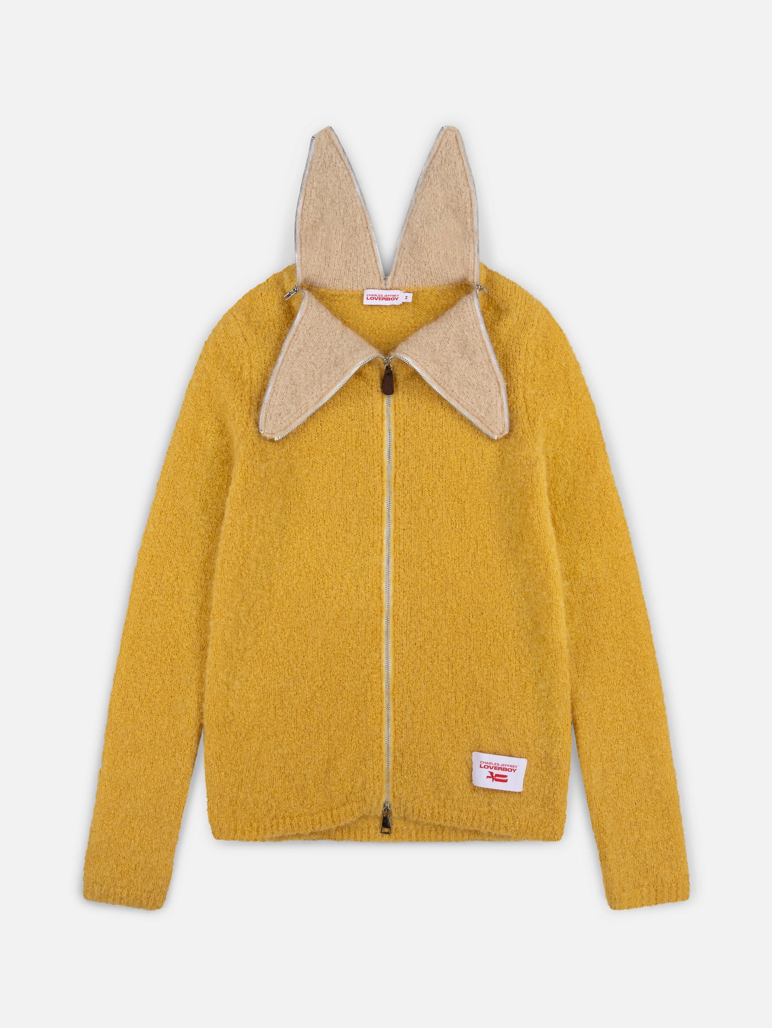 MOHAIR BANANA ZIP JUMPER IN YELLOW ECRU