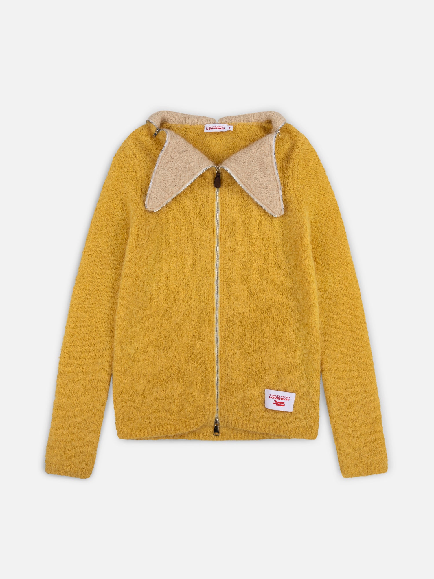 MOHAIR BANANA ZIP JUMPER IN YELLOW ECRU - Image 2